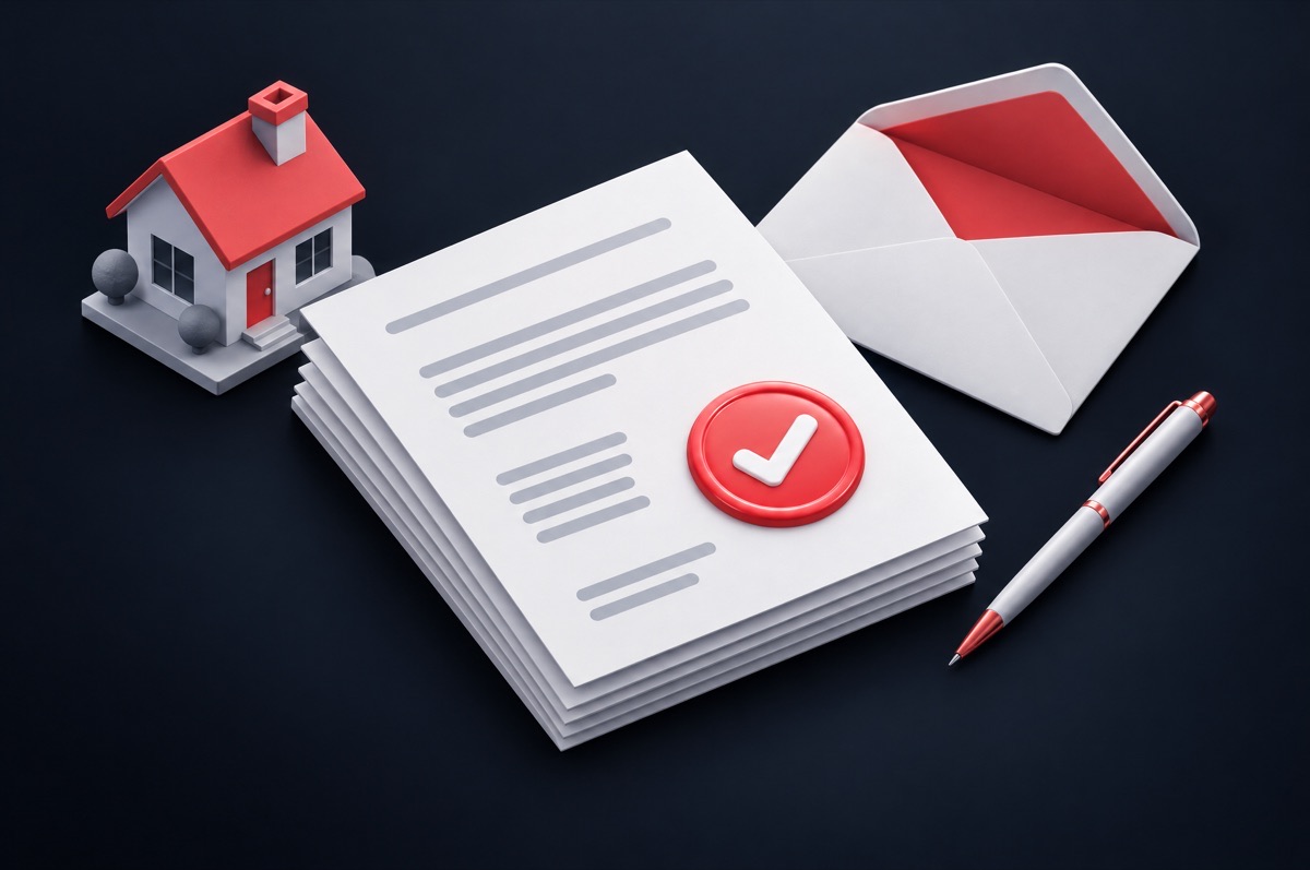MLS approval documents with a red checkmark seal